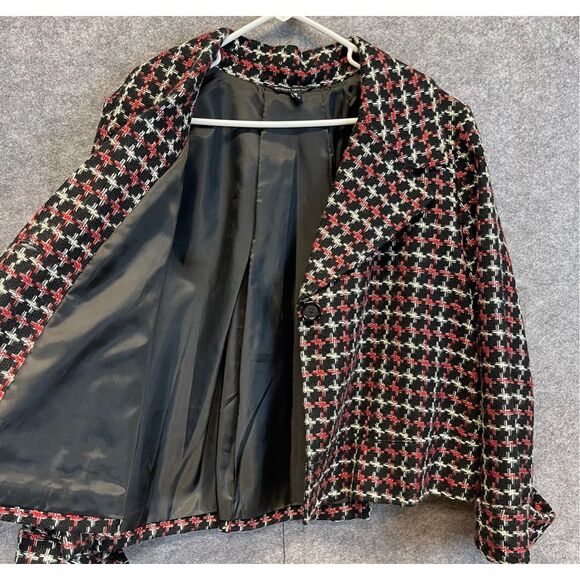 BRIGGS NEW YORK Women’s Blazer 16 Tweed Black Red White Gray Lined Fall Jacket - Picture 9 of 12